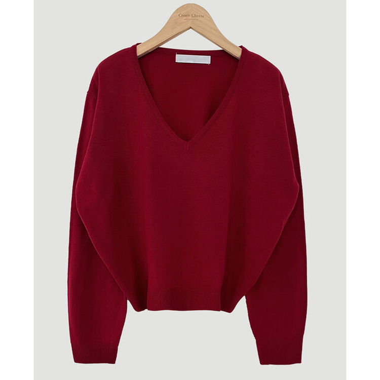 シンプルVネックニット(12color)