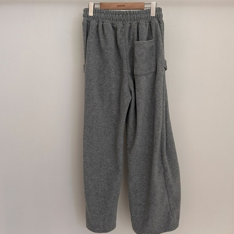 헬리 폭닥 후리스 기모 사이드스냅 비죠 버튼 와이드 트레이닝 팬츠