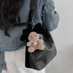 ファッション雑貨 リボンテディベアバッグキーリング BLACK