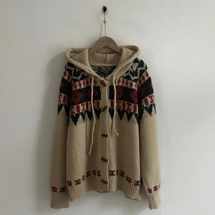 뉴픽 노르딕 떡볶이 자가드 후드 니트 가디건 3color