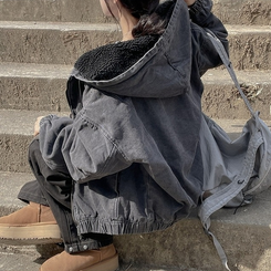 キルティングウールフードデニムダウンジャケット｜ジャケット