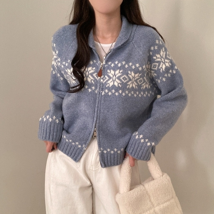 ウィンターノルディックニットジップアップ｜ジャンパー｜韓国
