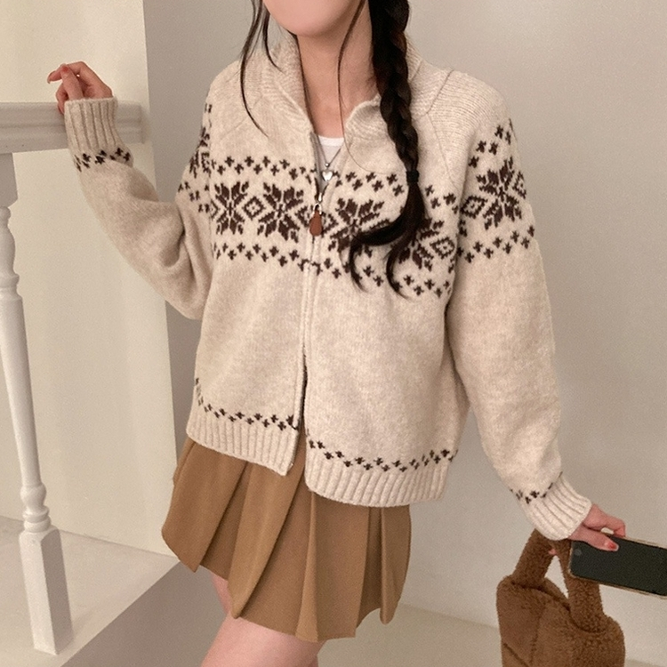 ウィンターノルディックニットジップアップ｜ジャンパー｜韓国