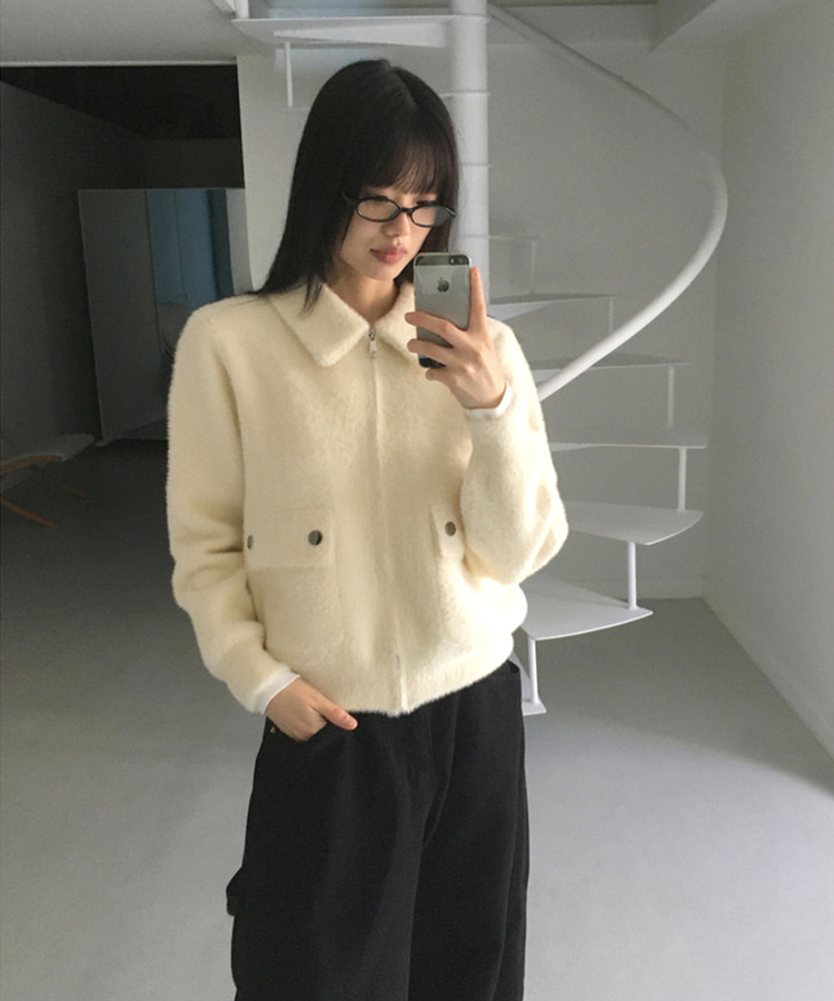 ポケットアンゴラファージップアップ IVORY