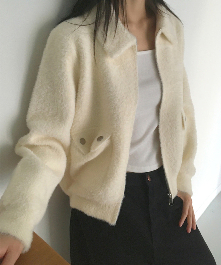 ポケットアンゴラファージップアップ IVORY