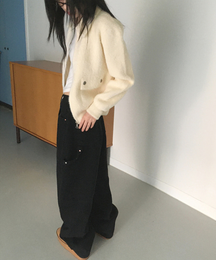 ポケットアンゴラファージップアップ IVORY