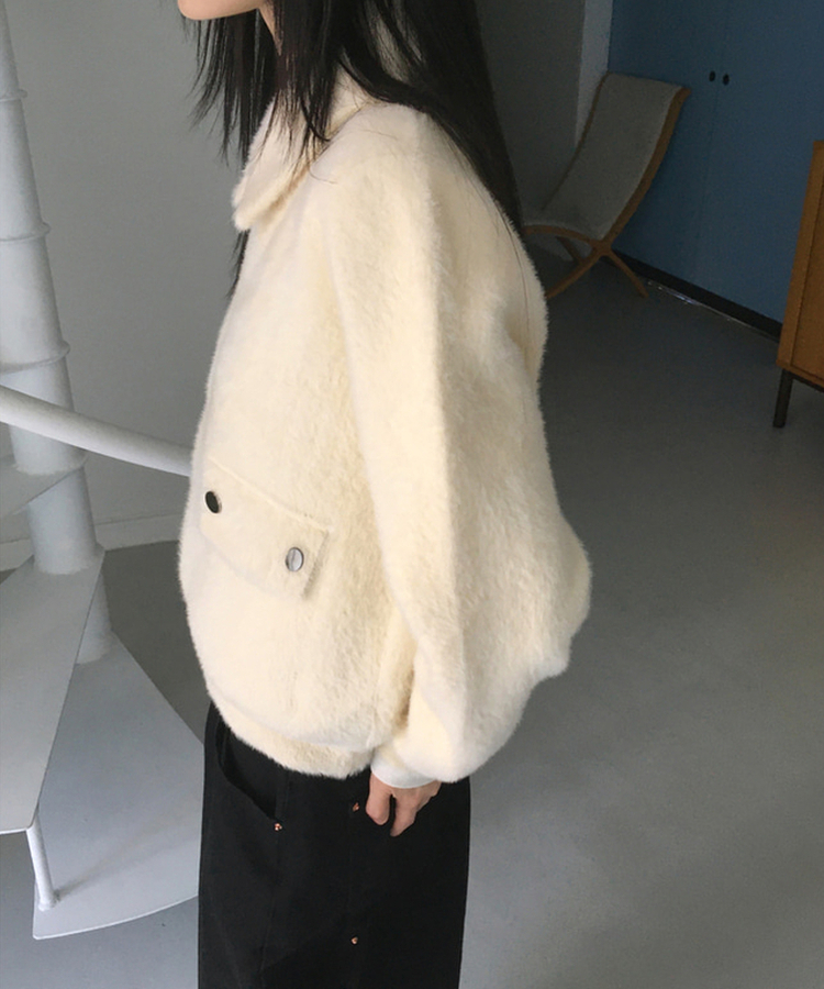 ポケットアンゴラファージップアップ IVORY