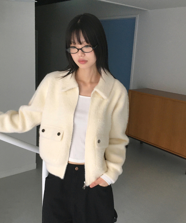 ポケットアンゴラファージップアップ IVORY