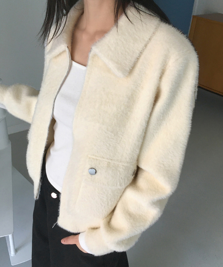 ポケットアンゴラファージップアップ IVORY