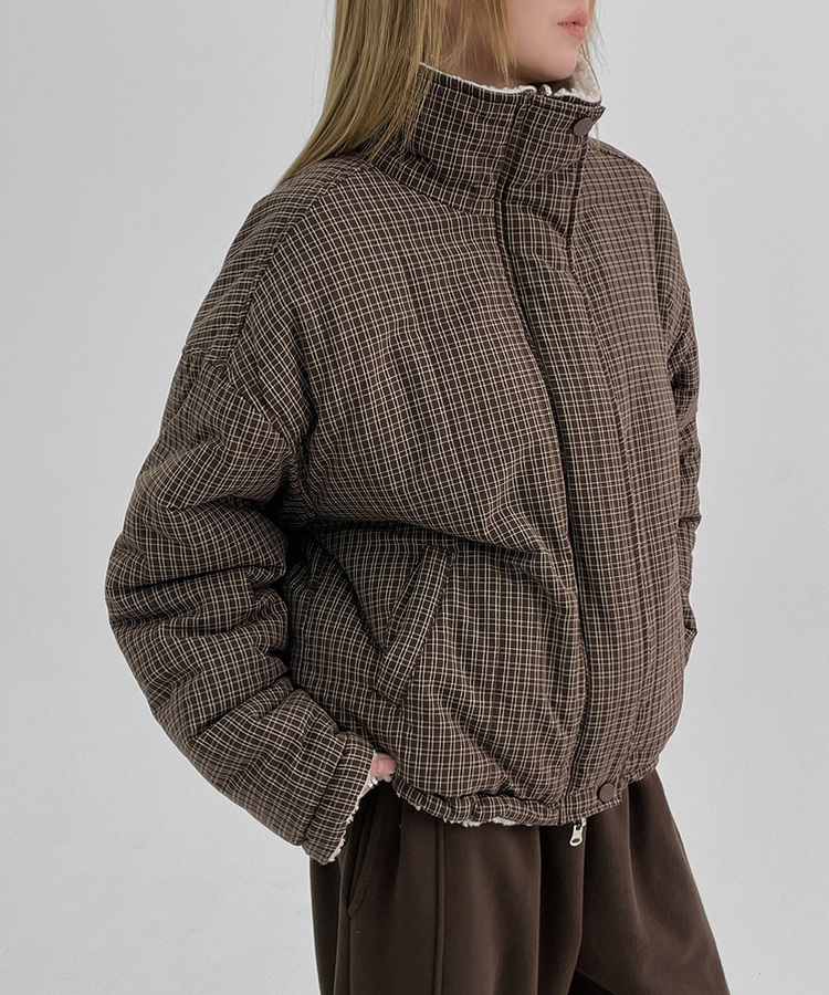 2WAYリバーシブルチェックダウンジャケット｜ダウン｜韓国ファッション