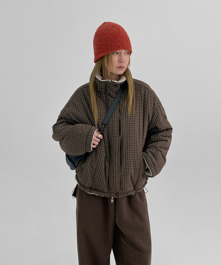 2WAYリバーシブルチェックダウンジャケット｜ダウン｜韓国ファッション