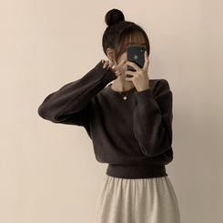 폭닥함의 정석 나리 라운드 파스텔 겨울 베이직 긴팔 세미 크롭 니트 가을 상의 데일리 긴팔티 10color 브라운