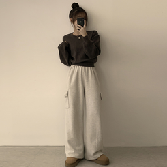 폭닥함의 정석 나리 라운드 파스텔 겨울 베이직 긴팔 세미 크롭 니트 가을 상의 데일리 긴팔티 10color 브라운