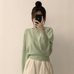 폭닥함의 정석 나리 라운드 파스텔 겨울 베이직 긴팔 세미 크롭 니트 가을 상의 데일리 긴팔티 10color 민트