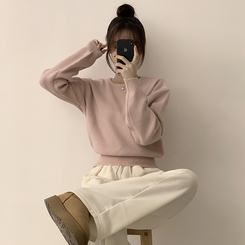 폭닥함의 정석 나리 라운드 파스텔 겨울 베이직 긴팔 세미 크롭 니트 가을 상의 데일리 긴팔티 10color 스킨핑크