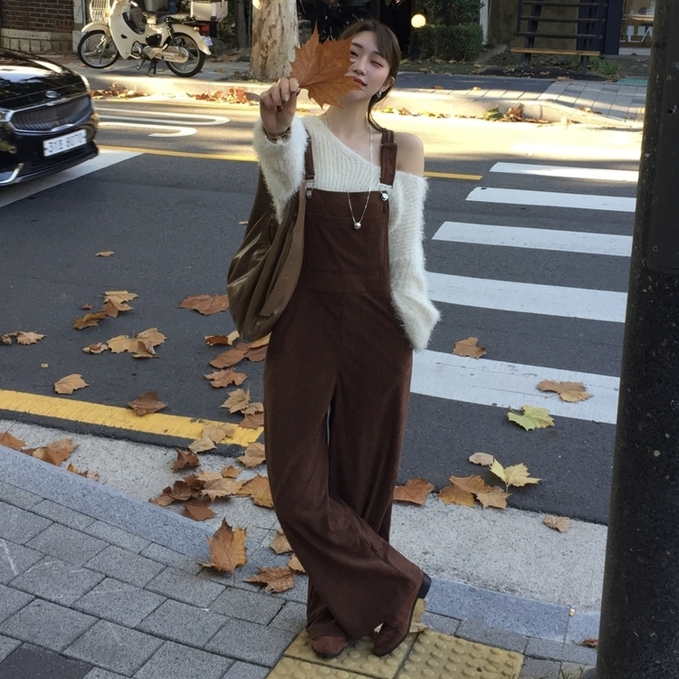 コーデュロイサスペンダーパンツ BROWN