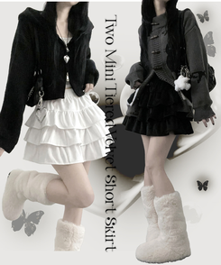 투미니캉캉벨벳숏스커트 화이트