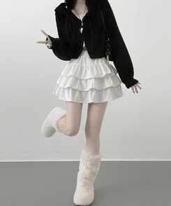 투미니캉캉벨벳숏스커트 화이트