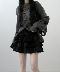 투미니캉캉벨벳숏스커트 블랙