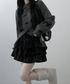 투미니캉캉벨벳숏스커트 블랙