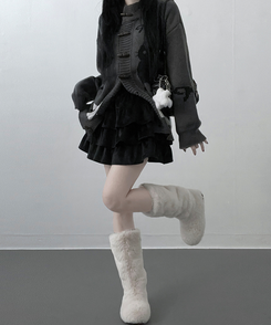 투미니캉캉벨벳숏스커트 블랙