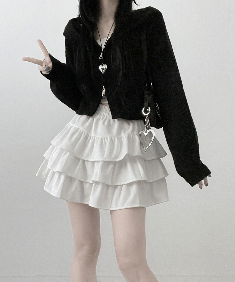 투미니캉캉벨벳숏스커트 화이트