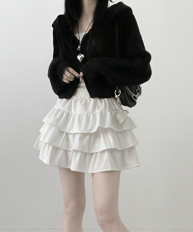 투미니캉캉벨벳숏스커트 화이트