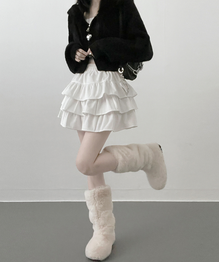 투미니캉캉벨벳숏스커트 화이트