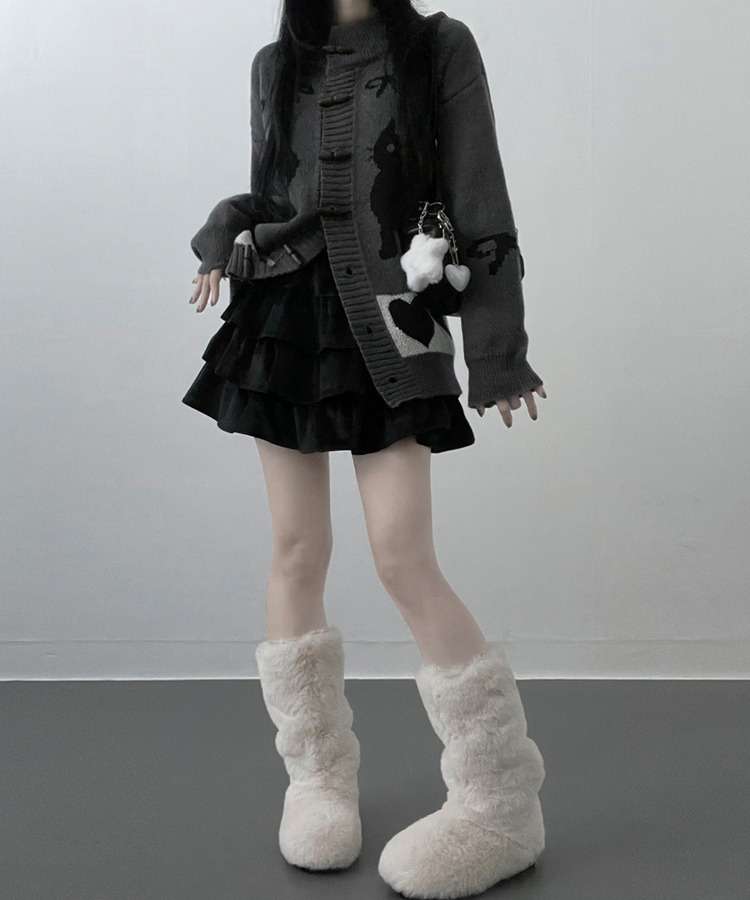 투미니캉캉벨벳숏스커트 블랙