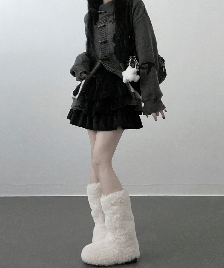 투미니캉캉벨벳숏스커트 블랙