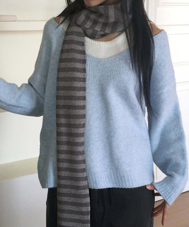 ストライプニットマフラー｜ファッション雑貨｜韓国ファッション