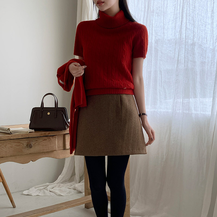 45R ツイードニット巻きスカートサイズ2 XSサイズあり【DEA./ディア】ラメツイード/ プリーツ