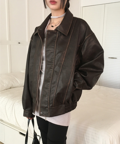 ビンテージウォッシングレザージャケット BROWN