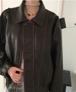 ビンテージウォッシングレザージャケット BROWN