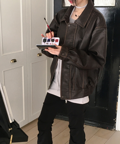 ビンテージウォッシングレザージャケット BROWN