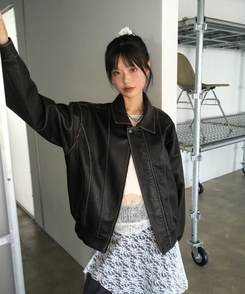 ビンテージウォッシングレザージャケット BLACK