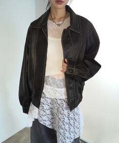 ビンテージウォッシングレザージャケット BLACK
