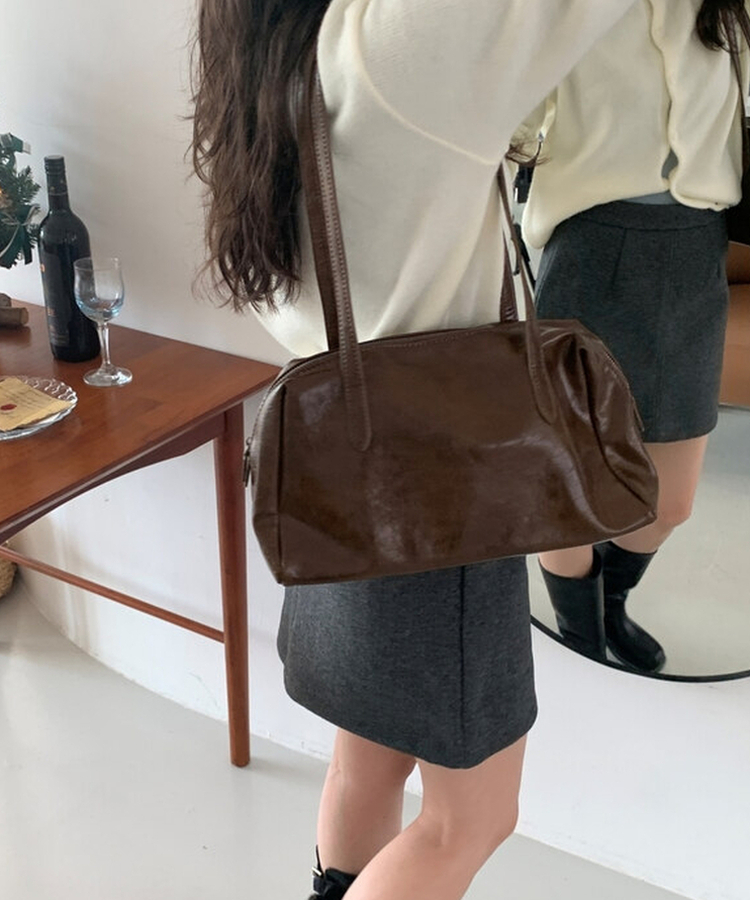 レザーバッグショルダーバッグ BROWN
