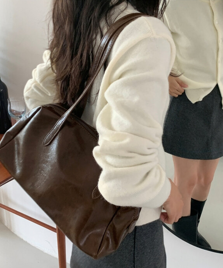 レザーバッグショルダーバッグ BROWN