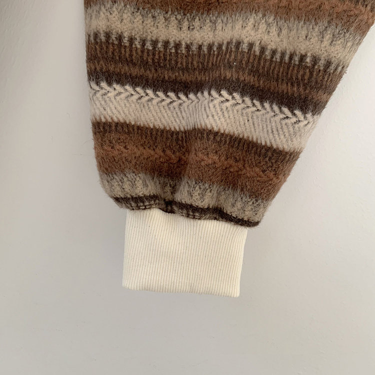 따뜻포근 빈티지 에스닉 배색 스트라이프 단가라 니트 커플 왕오버핏 맨투맨