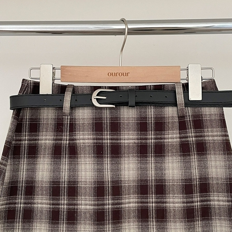 리즌 체크 벨트 미니 스커트