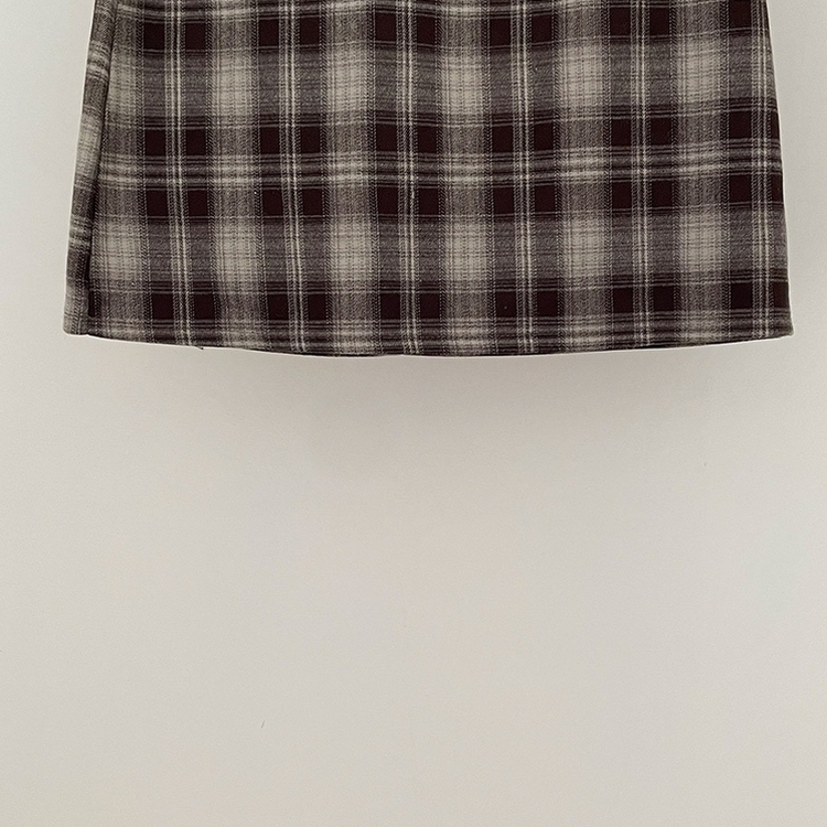 리즌 체크 벨트 미니 스커트