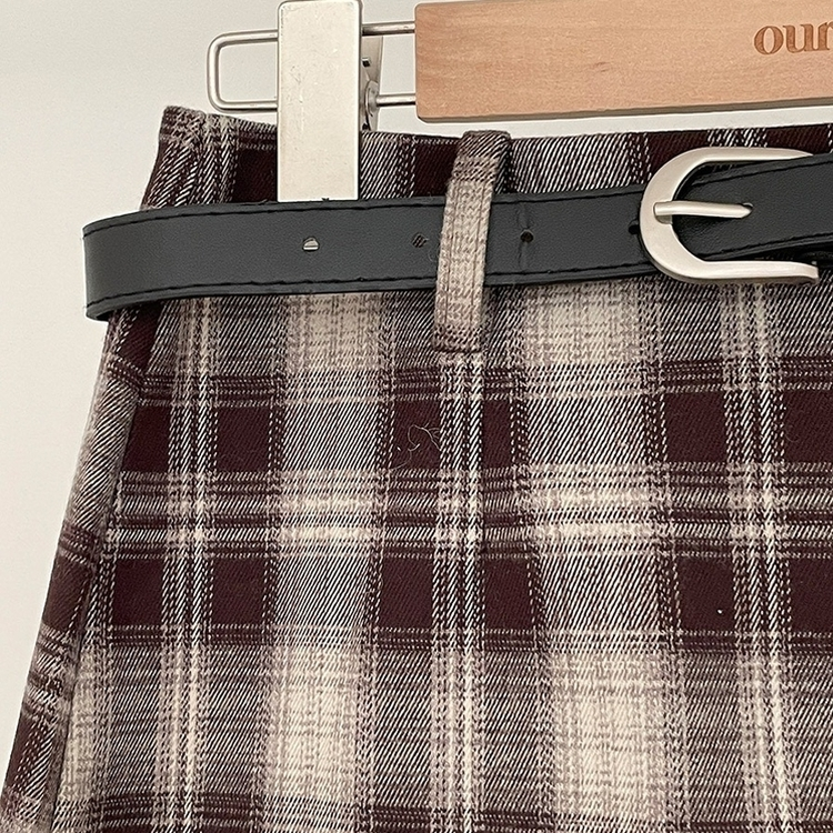 리즌 체크 벨트 미니 스커트