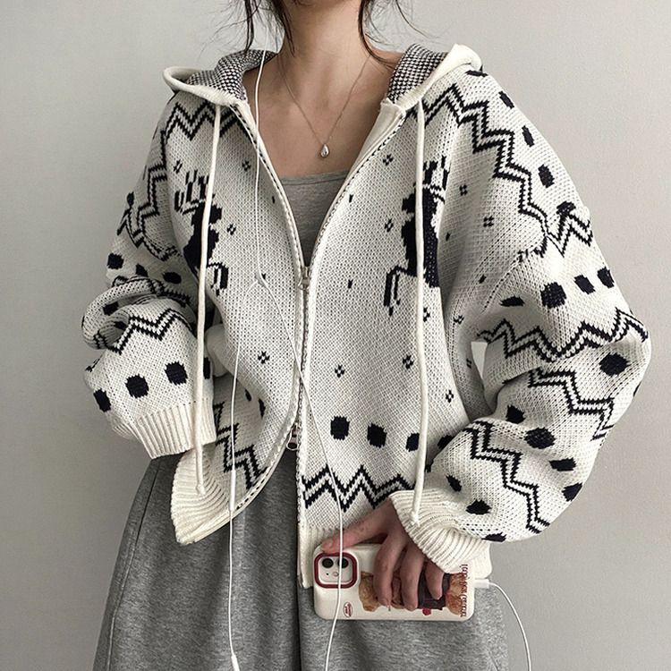 SJP14737 アーヴィンノルディックニットフードジップアップ