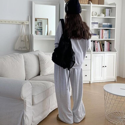 トレーニングパンツ 【丈別】ピンタックワイドトレーニングパンツ(7color) MELANGE WHITE