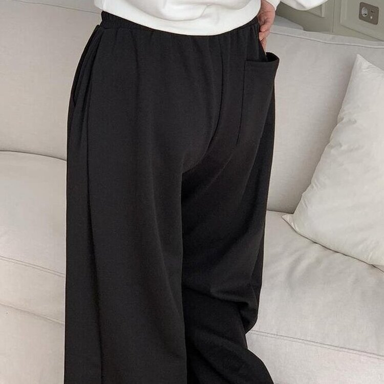 【丈別】ピンタックワイドトレーニングパンツ(7color) BLACK