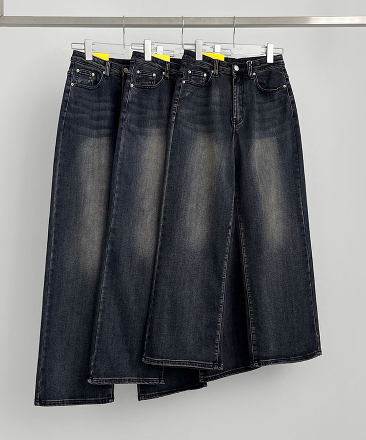 2XL기본적인 와이드 핏 워싱 밴딩 스판 발열 원단 기모 데님팬츠