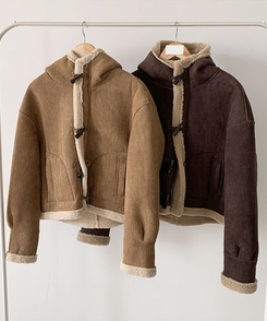 멜리 후드 양털 떡볶이 포근 스웨이드 무스탕 코트