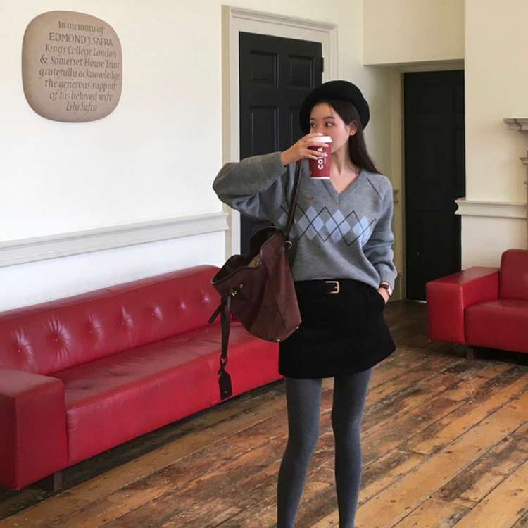 新品未使用品】バーバリーゴルフ アーガイル ニット Vネック シルク