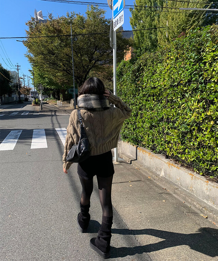 セクニットリブショートパンツ BLACK